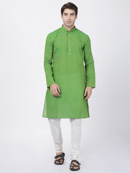 Vastramay - Green Pure Cotton Kurta And Churidar (Set of 2)