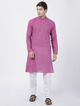 Vastramay - Purple Pure Cotton Kurta And Churidar (Set of 2)