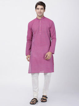 Vastramay - Purple Pure Cotton Kurta And Churidar (Set of 2)