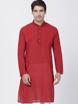 Vastramay - Red Pure Cotton Kurta