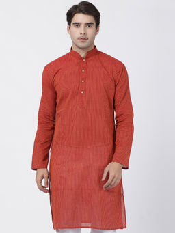 Vastramay - Orange Pure Cotton Kurta