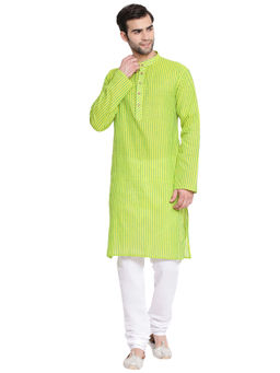 Vastramay - Men Green Pure Cotton Kurta Pyjama (set Of 2)
