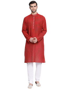 Vastramay - Men Maroon Pure Cotton Kurta Pyjama (set Of 2)
