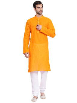 Vastramay - Men Orange Pure Cotton Kurta Pyjama (set Of 2)
