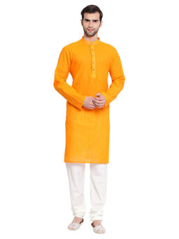Vastramay - Men Orange Pure Cotton Kurta Pyjama (set Of 2)
