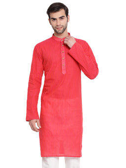 Vastramay - Men Pink Pure Cotton Kurta