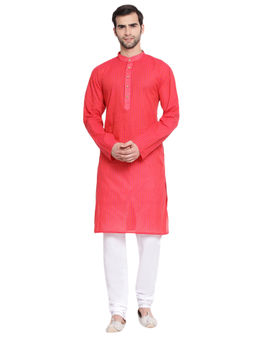 Vastramay - Men Pink Pure Cotton Kurta Pyjama (set Of 2)