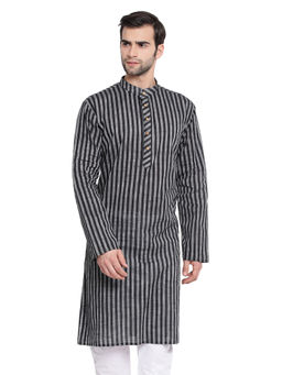 Vastramay - Men Black Pure Cotton Kurta