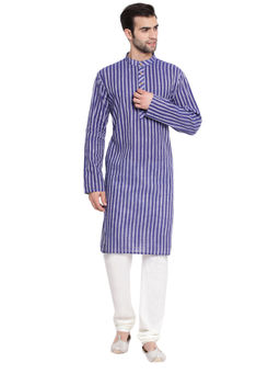 Vastramay - Men Blue Pure Cotton Kurta Pyjama (set Of 2)