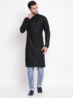 Vastramay - Black Cotton Blend Kurta