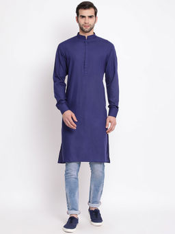 Vastramay - Blue Cotton Blend Kurta