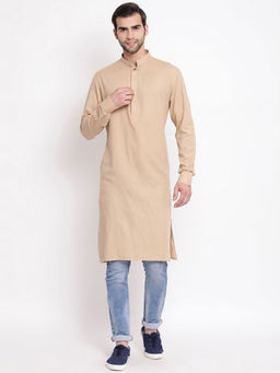 Vastramay - Beige Cotton Blend Kurta