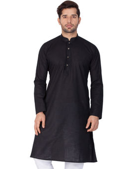 Vastramay - Black Cotton Linen Blend Kurta