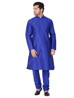 Vastramay - Blue Silk Blend Kurta And Churidar (Set of 2)