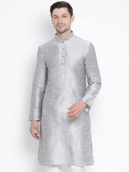 Vastramay - Grey Silk Blend Kurta