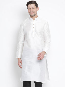 Vastramay - White Silk Blend Kurta