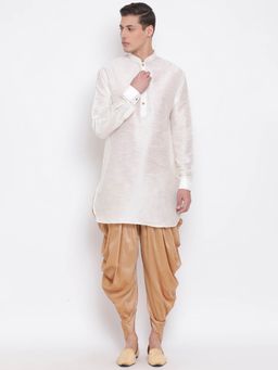 Vastramay - Men's Cream Silk Blend Kurta and Dhoti (Set of 2)