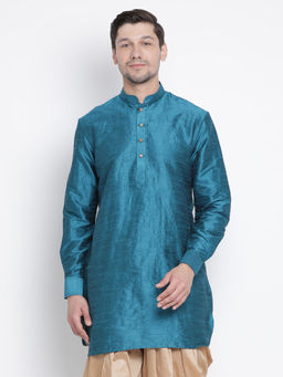 Vastramay - Turquoise Silk Blend Kurta