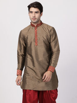 Vastramay - Maroon Silk Blend Kurta