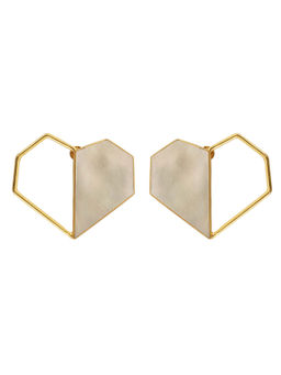 VARNIKA ARORA - Twin- 22K Gold Plated Mother Of Pearl Studs Heart Earrings