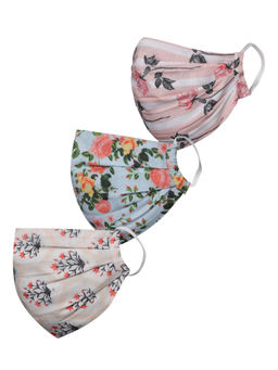 Vastramay - Floral Printed Reusable Anti-Pollution Comfortable Half Face Multi-Color Mask (Pack of 3)