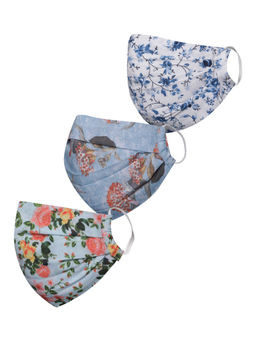 Vastramay - Floral Printed Reusable Anti-Pollution Comfortable Half Face Multi-Color Mask (Pack of 3)