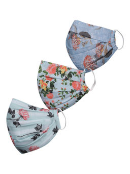 Vastramay - Floral Printed Reusable Anti-Pollution Comfortable Half Face Multi-Color Mask (Pack of 3)