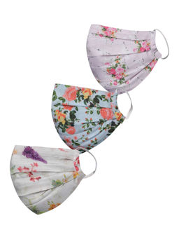 Vastramay - Floral Printed Reusable Anti-Pollution Comfortable Half Face Multi-Color Mask (Pack of 3)