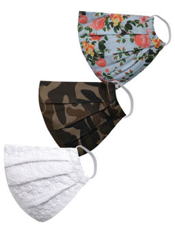 Vastramay - Self Design Reusable Anti-Pollution Comfortable Half Face Multi-Color Mask (Pack of 3)