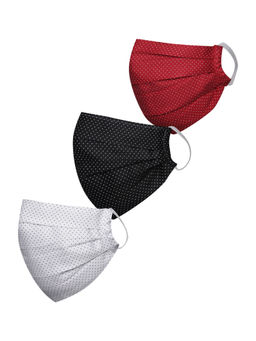 Vastramay - Polka Dot Reusable Anti-Pollution Comfortable Half Face Multi-Color Mask (Pack of 3)