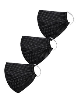 Vastramay - Polka Dot Printed Reusable Anti-Pollution Comfortable Half Face Black Mask (Pack of 3)