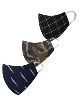 Vastramay - Self Design Reusable Anti-Pollution Comfortable Half Face Multi-Color Mask (Pack of 3)