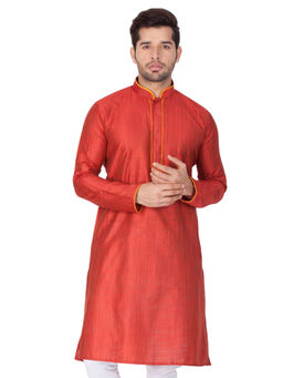 Vastramay - Mens Maroon Cotton Silk Kurta