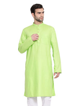 Vastramay - Mens Green Cotton Blend Kurta