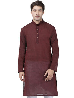 Vastramay - Men Maroon Pure Cotton Kurta