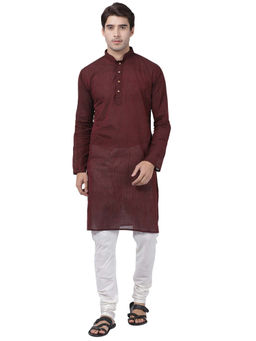Vastramay - Men Maroon Pure Cotton Kurta Pyjama (set Of 2)
