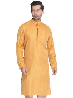 Vastramay - Mens Yellow Silk Blend Kurta