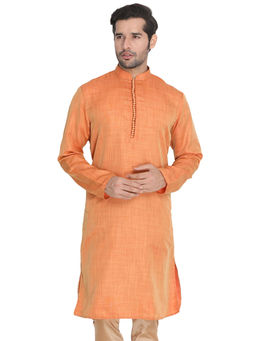 Vastramay - Mens Orange Silk Blend Kurta