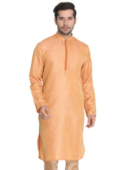 Vastramay - Mens Peach Silk Blend Kurta