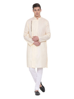 Vastramay - Mens Cream Cotton Blend Kurta