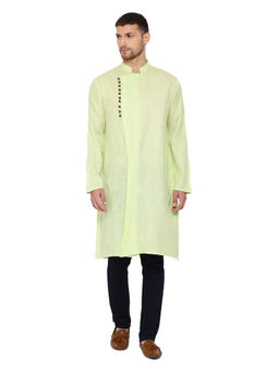 Vastramay - Mens Green Cotton Blend Kurta