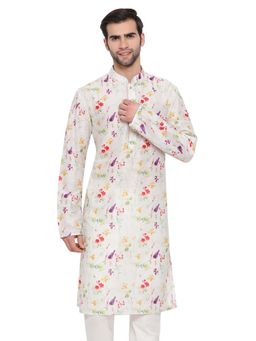 Vastramay - Men Cream Cotton Blend Kurta
