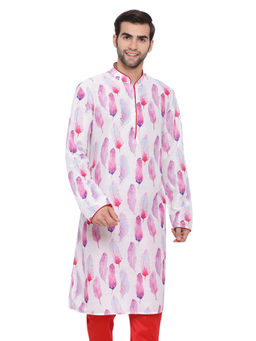 Vastramay - Men Pink Cotton Blend Kurta