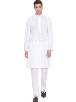 Vastramay - Men White Pure Cotton Kurta Pyjama (set Of 2)