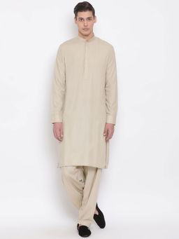 Vastramay - Men Green Cotton Blend Kurta And Patiala (set Of 2)