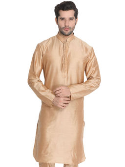 Vastramay - Mens Gold Cotton Blend Kurta