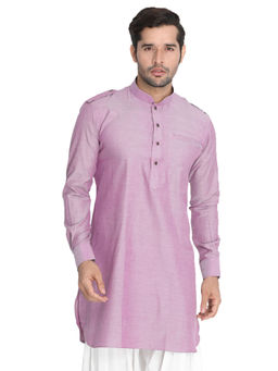 Vastramay - Mens Purple Cotton Blend Kurta
