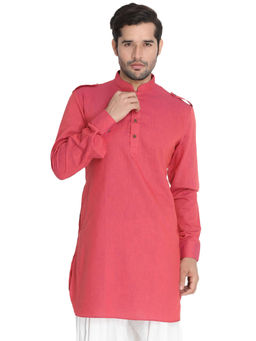 Vastramay - Mens Maroon Cotton Blend Kurta