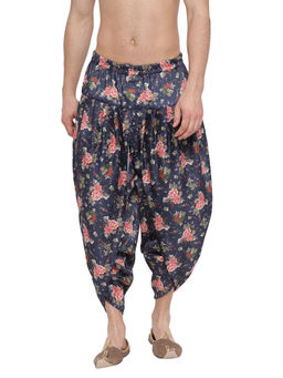 Vastramay - Mens Navy Blue Cotton Silk Dhoti