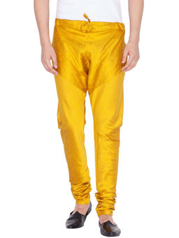 Vastramay - Men Yellow Cotton Silk Pyjama
